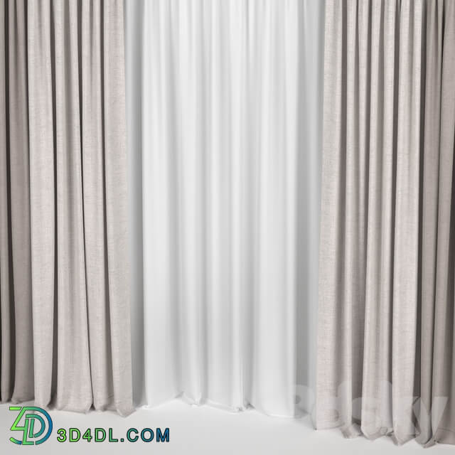 Brown curtains in two colors with tulle.