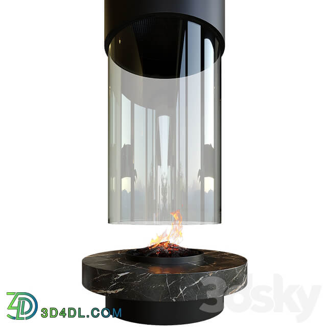 Contemporary fireplace round 