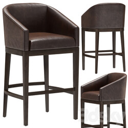 Restoration Hardware Morgan Barrelback Slope Leather Stool 