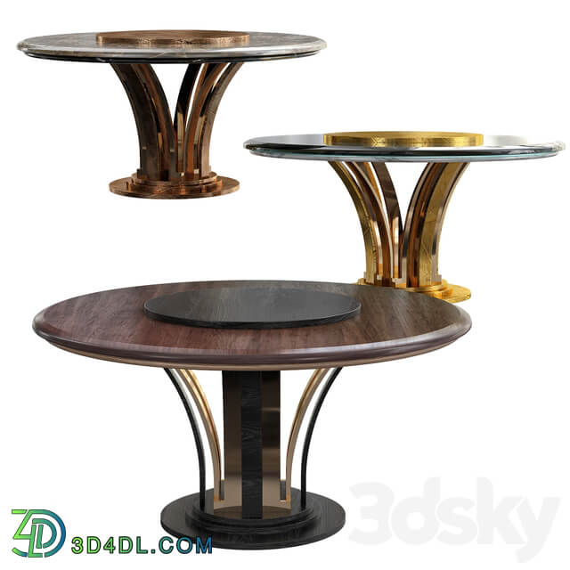 AR Arredamenti WALNUT WOOD ROUND DINING TABLE