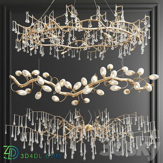 Serip Lotus Bijout Chandelier 3 types Pendant light 3D Models