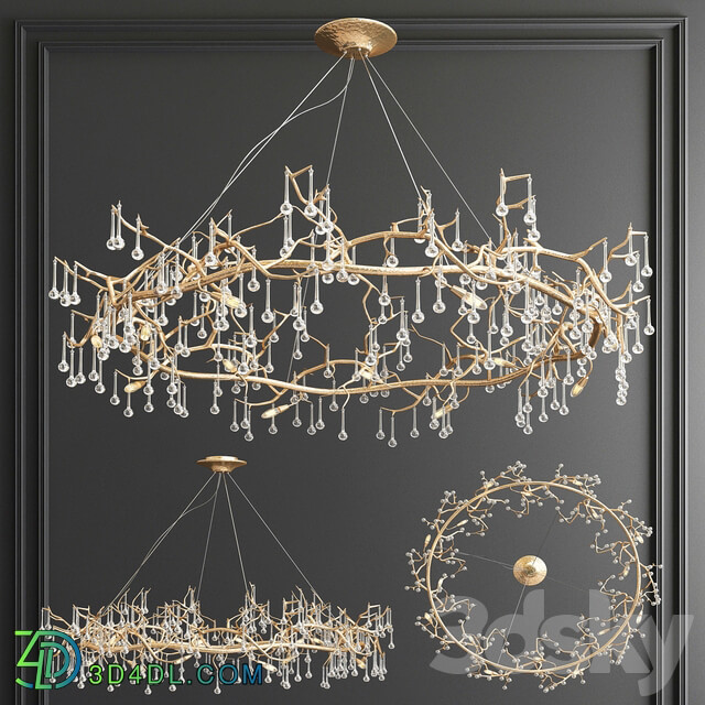 Serip Lotus Bijout Chandelier 3 types Pendant light 3D Models