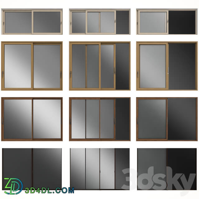 Sliding stained glass wooden windows doors