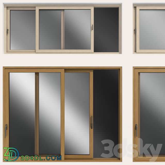 Sliding stained glass wooden windows doors