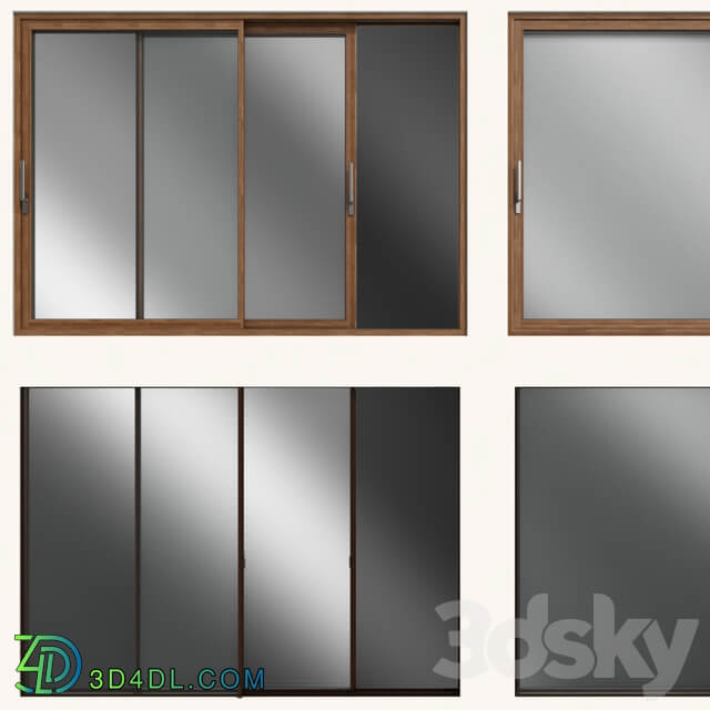 Sliding stained glass wooden windows doors