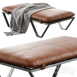 Darrow Tan Leather Ottoman 