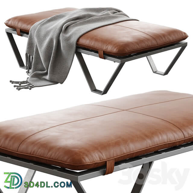 Darrow Tan Leather Ottoman