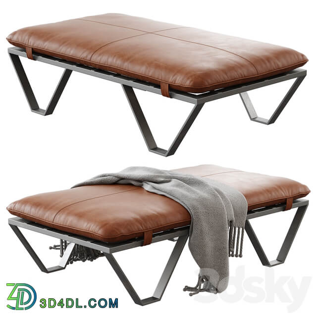 Darrow Tan Leather Ottoman