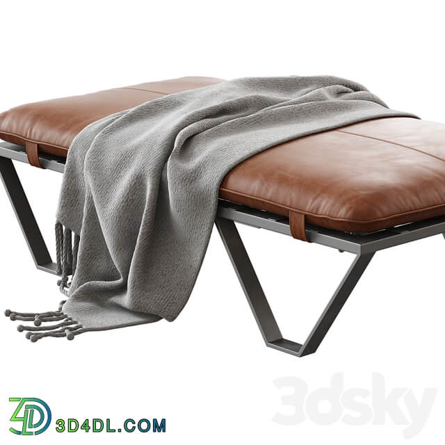 Darrow Tan Leather Ottoman