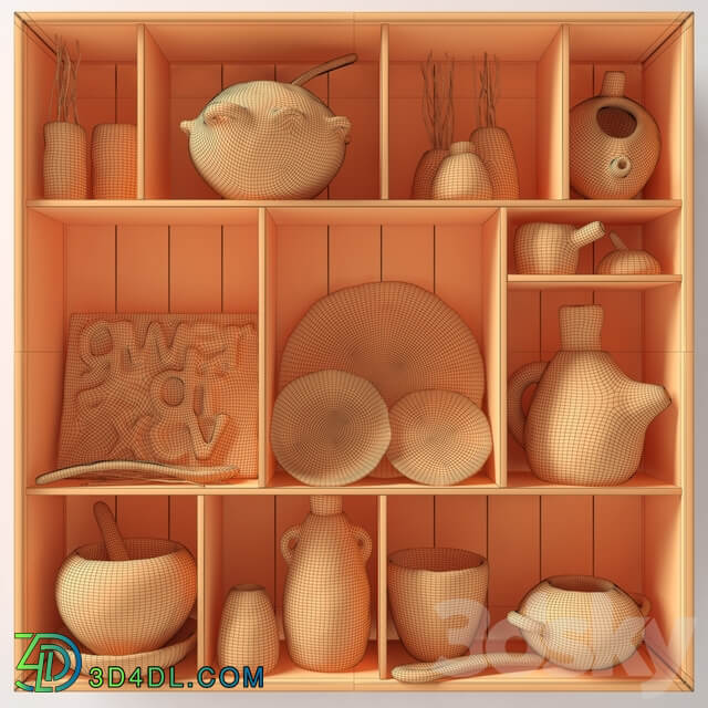 Dishes clay rack n3 Rack with clay dishes