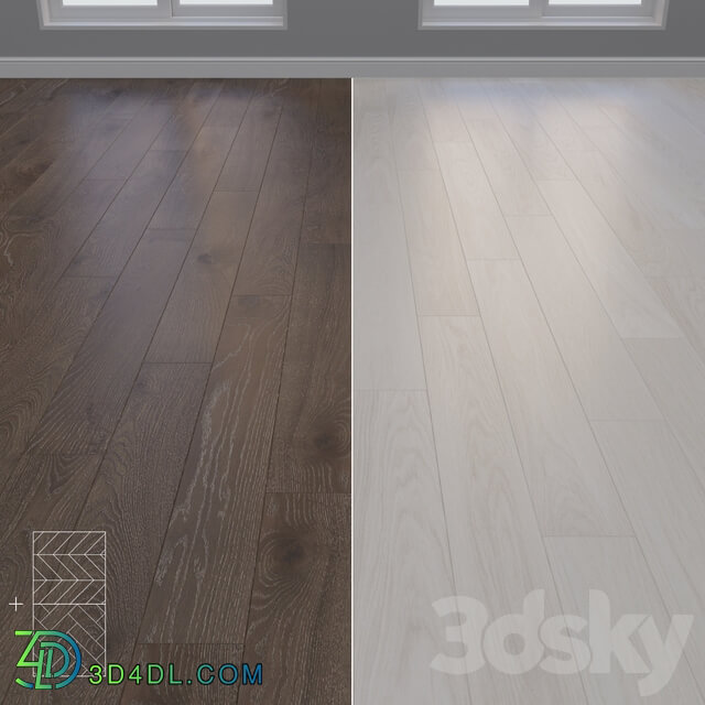 Parquet Oak 2 types layout Christmas tree chevron and linear setduo25