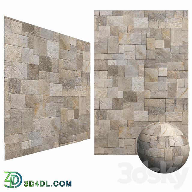 Mix Travertine French Pattern Stone Wall Floor 6K High Resolution Tileable