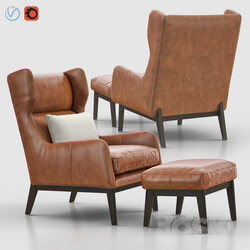 Ryder Leather Chair with Ottoman 