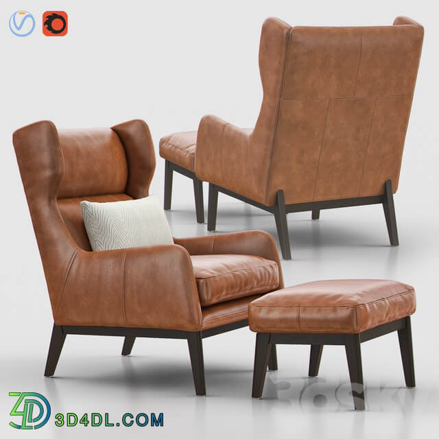 Ryder Leather Chair with Ottoman