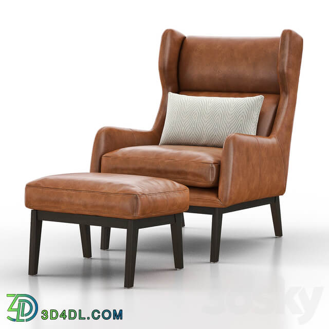 Ryder Leather Chair with Ottoman