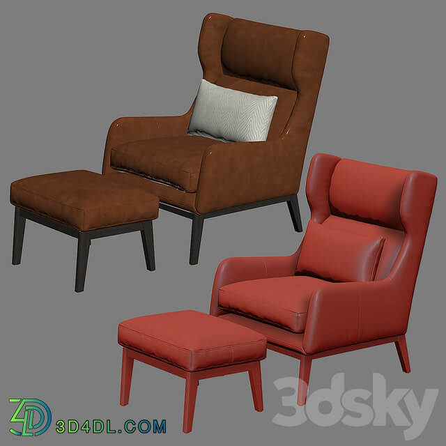 Ryder Leather Chair with Ottoman