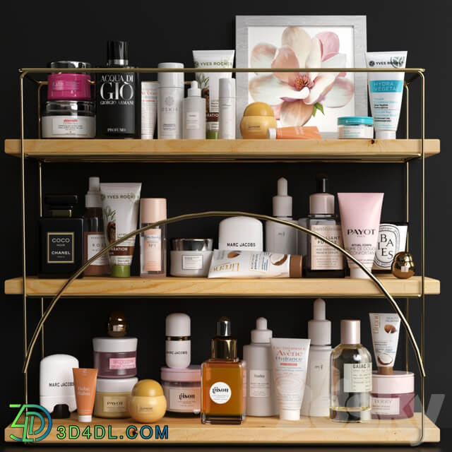 Collection of cosmetics for beauty salons shops or bathrooms 3D Models