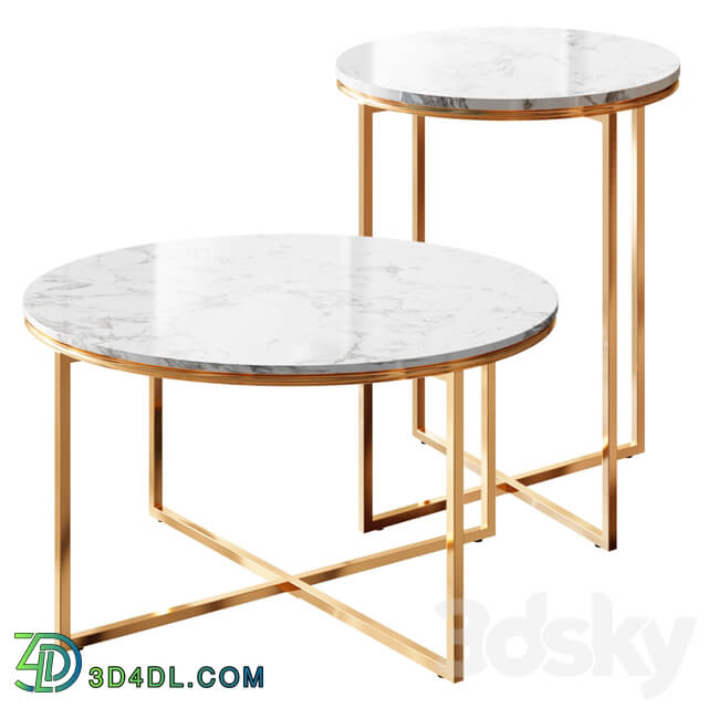 Marble Gold Tables Set