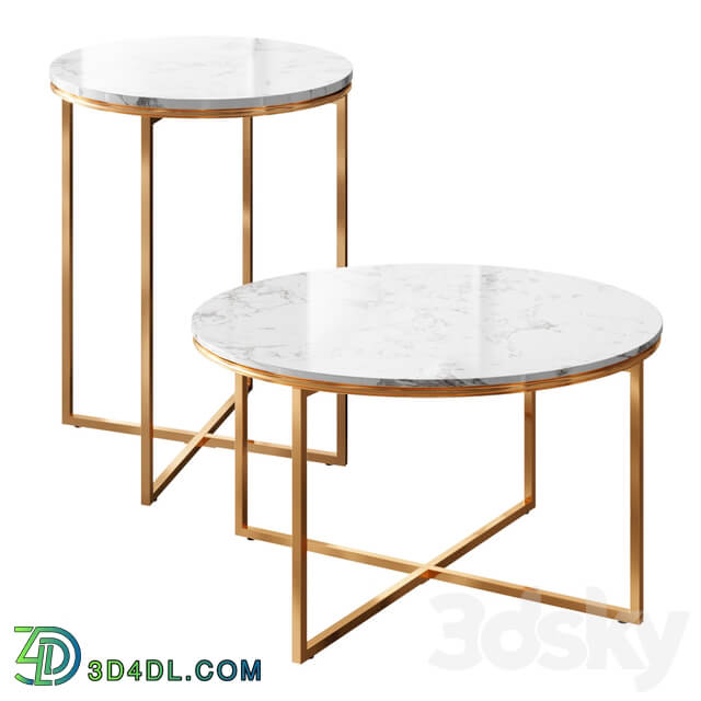 Marble Gold Tables Set