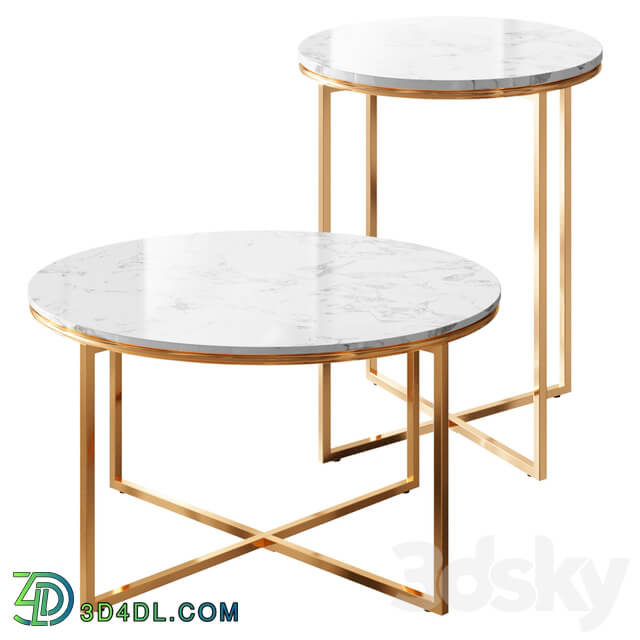 Marble Gold Tables Set