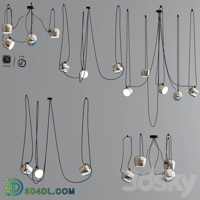 Aim Pointed Lighting Set Chrome Pendant light 3D Models