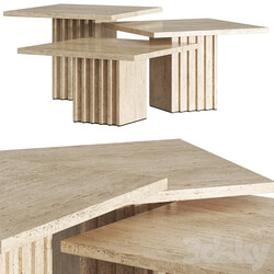 CB2 Carve Travertine Cocktail Tables 