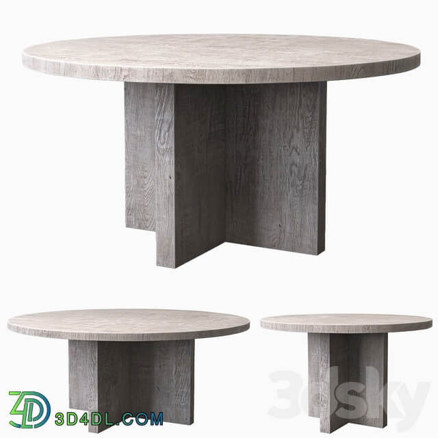 RECLAIMED RUSSIAN OAK PLANK ROUND DINING TABLE Gray