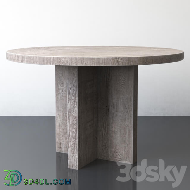 RECLAIMED RUSSIAN OAK PLANK ROUND DINING TABLE Gray