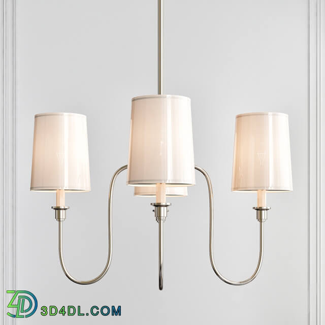 Vendome Small Chandelier in Polished Nickel with Natural Paper Shades Pendant light 3D Models