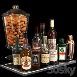 A set of strong alcohol with peels. Bar 3D Models 