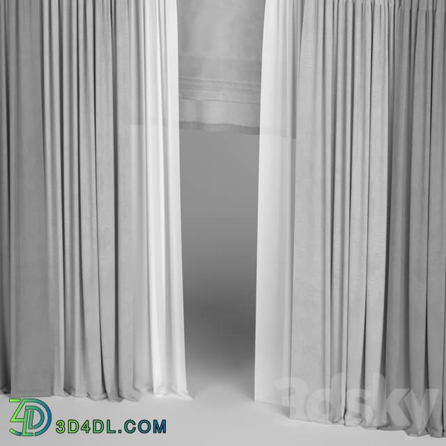 Curtains with roman and tulle.