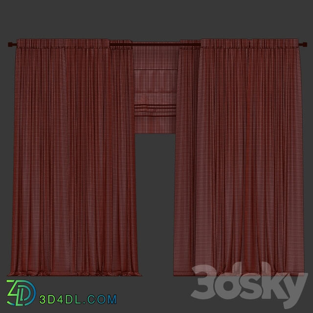 Curtains with roman and tulle.