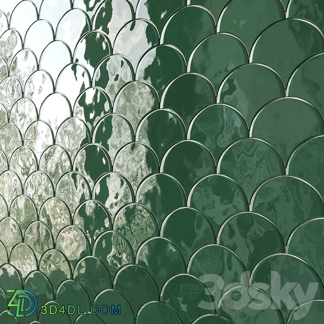 Sorrento Wave Ceramic Wall Tile 7 Types 3D Models