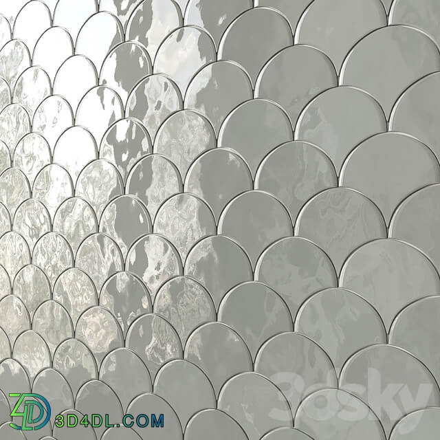 Sorrento Wave Ceramic Wall Tile 7 Types 3D Models