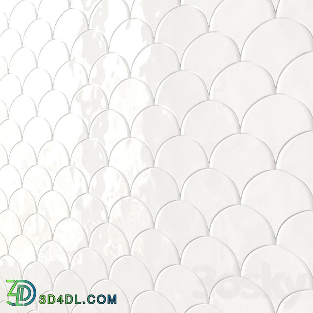 Sorrento Wave Ceramic Wall Tile 7 Types 3D Models