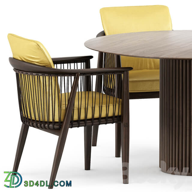 Table Chair VIOLA CHAIR by Poltrona Frau and PALAIS ROYAL by ASPLUND