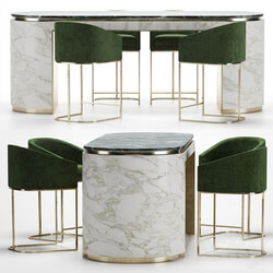 Table Chair bar stools with oval table 