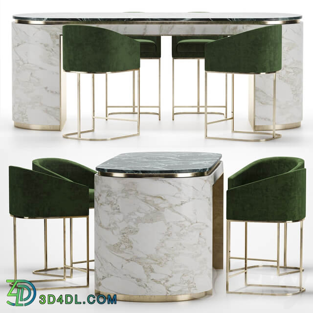 Table Chair bar stools with oval table