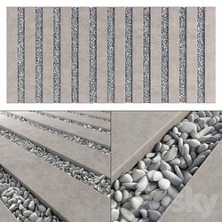 Paving long line plate pebble n1 Paving long line plate with pebbles 3D Models 