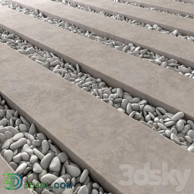 Paving long line plate pebble n1 Paving long line plate with pebbles 3D Models