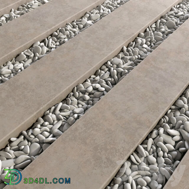 Paving long line plate pebble n1 Paving long line plate with pebbles 3D Models