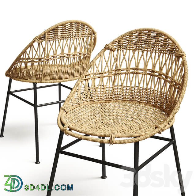 Rounded Wicker Rattan Dining Desk Chair