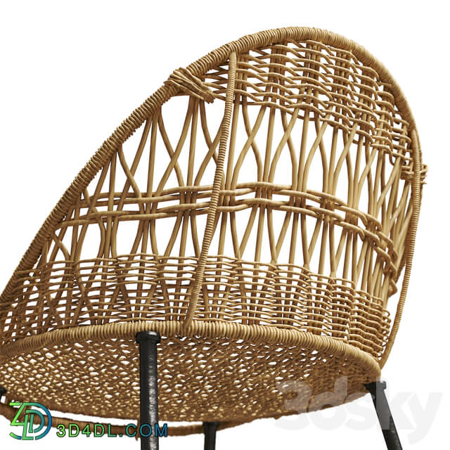 Rounded Wicker Rattan Dining Desk Chair