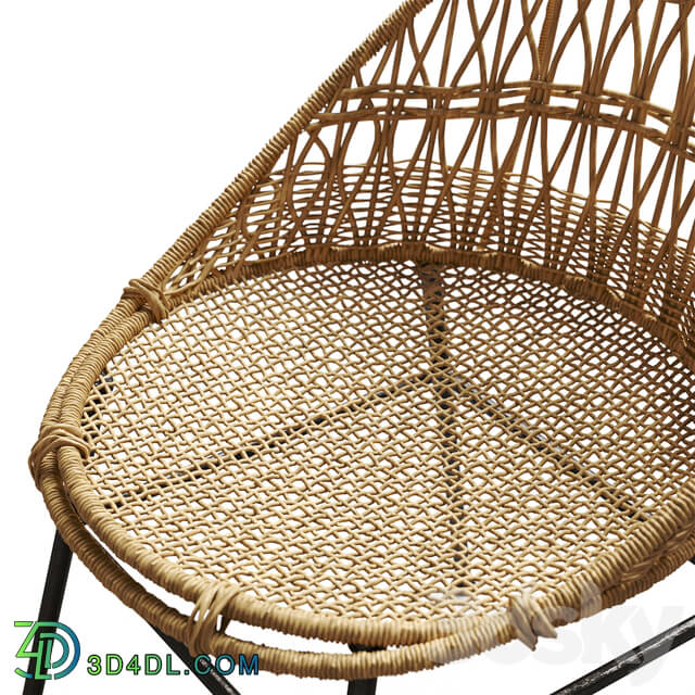 Rounded Wicker Rattan Dining Desk Chair