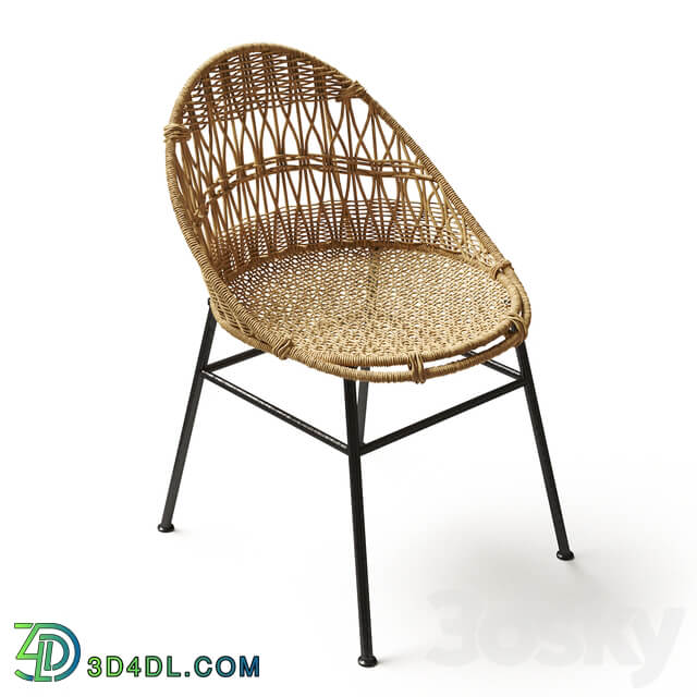 Rounded Wicker Rattan Dining Desk Chair