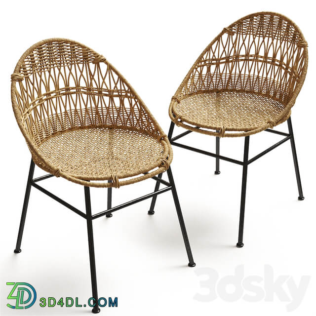 Rounded Wicker Rattan Dining Desk Chair