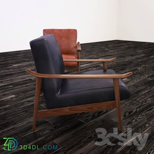 West elm Mid Century Leather Show Wood Chair