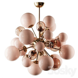 Clear and Opaque Pink Blush Murano Glass and Brass Sputnik Chandelier Italy Pendant light 3D Models 