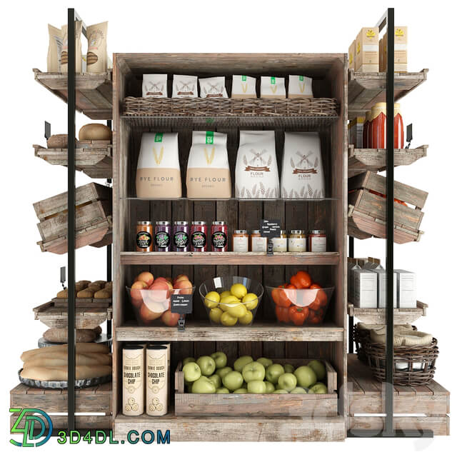 Shelves with products