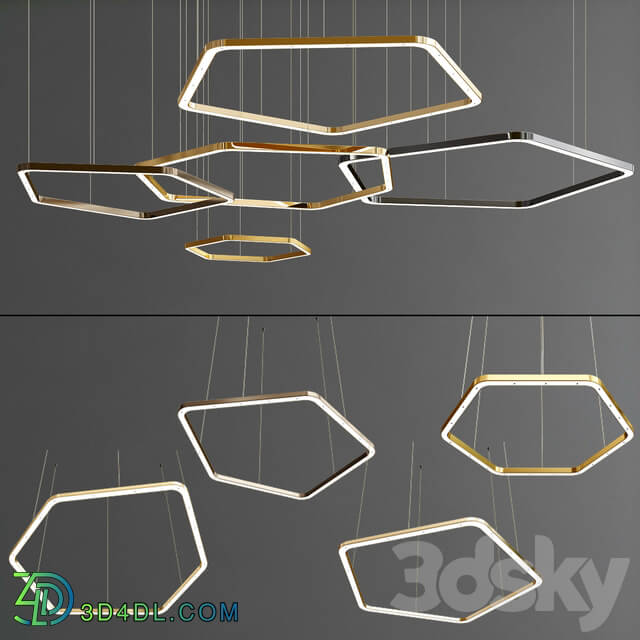 Light Ring Horizontal Polygonal Henge Suspension Pendant light 3D Models